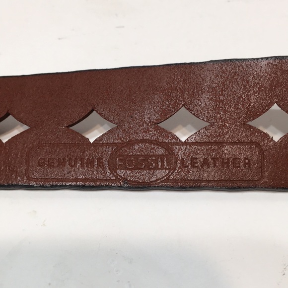 FOSSIL leather laser cut studded belt S warm brown - Picture 8 of 14
